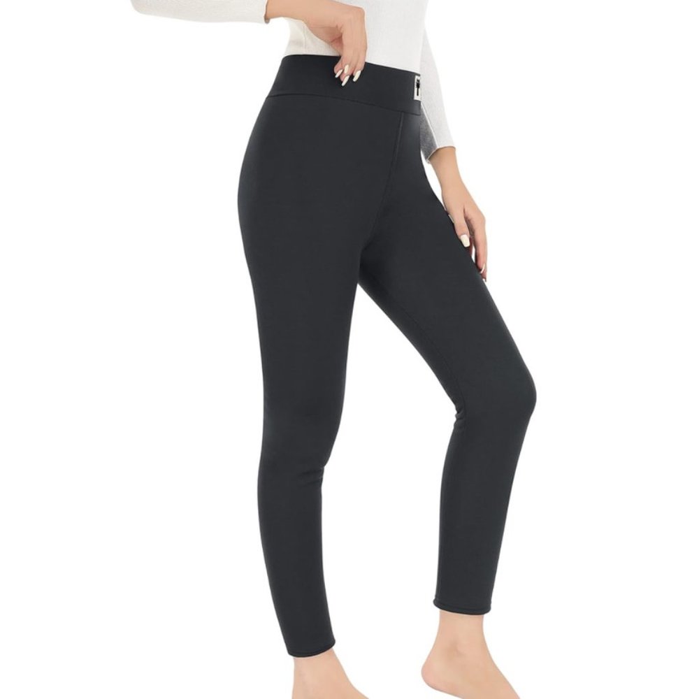 Uratot Fleece Fur Lined Legging Winter Warm Leggings High Waisted Stretchy XS